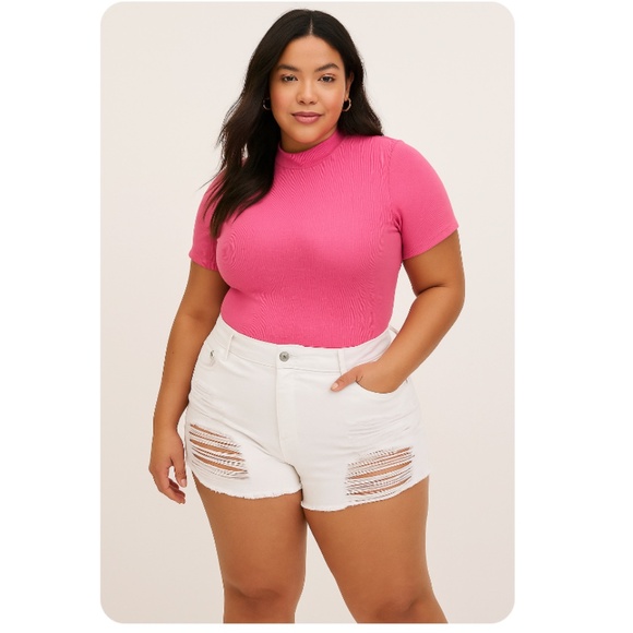TORRID White Distressed Jean Shorts High-Waisted Size 24 - Picture 1 of 12